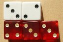 white and red dice
